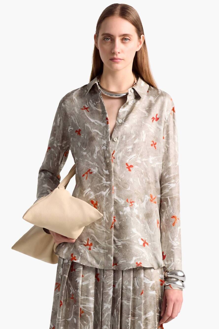 NEW ALTUZARRA chika marbled silk top in multi